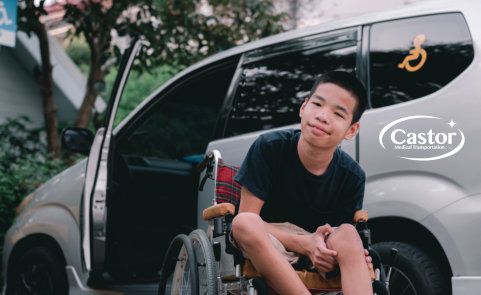 Smiling child in a wheelchair