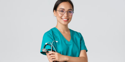 nurse wearing scrubs