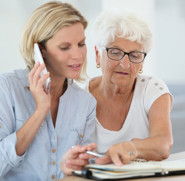 caregiver calling someone