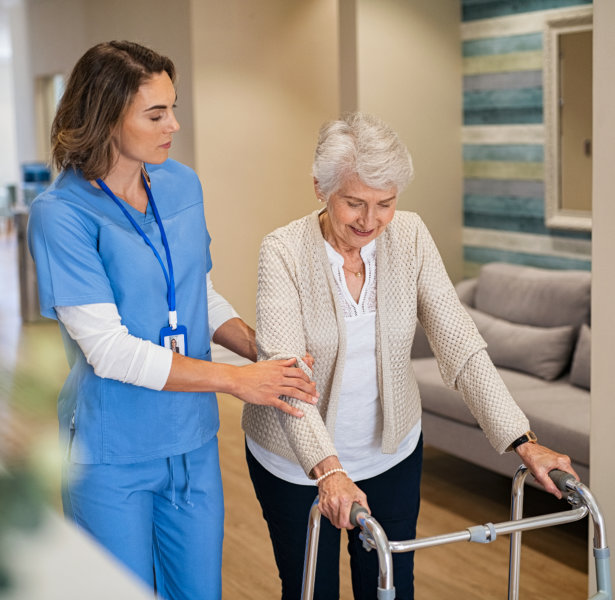 caregiver assisting patient